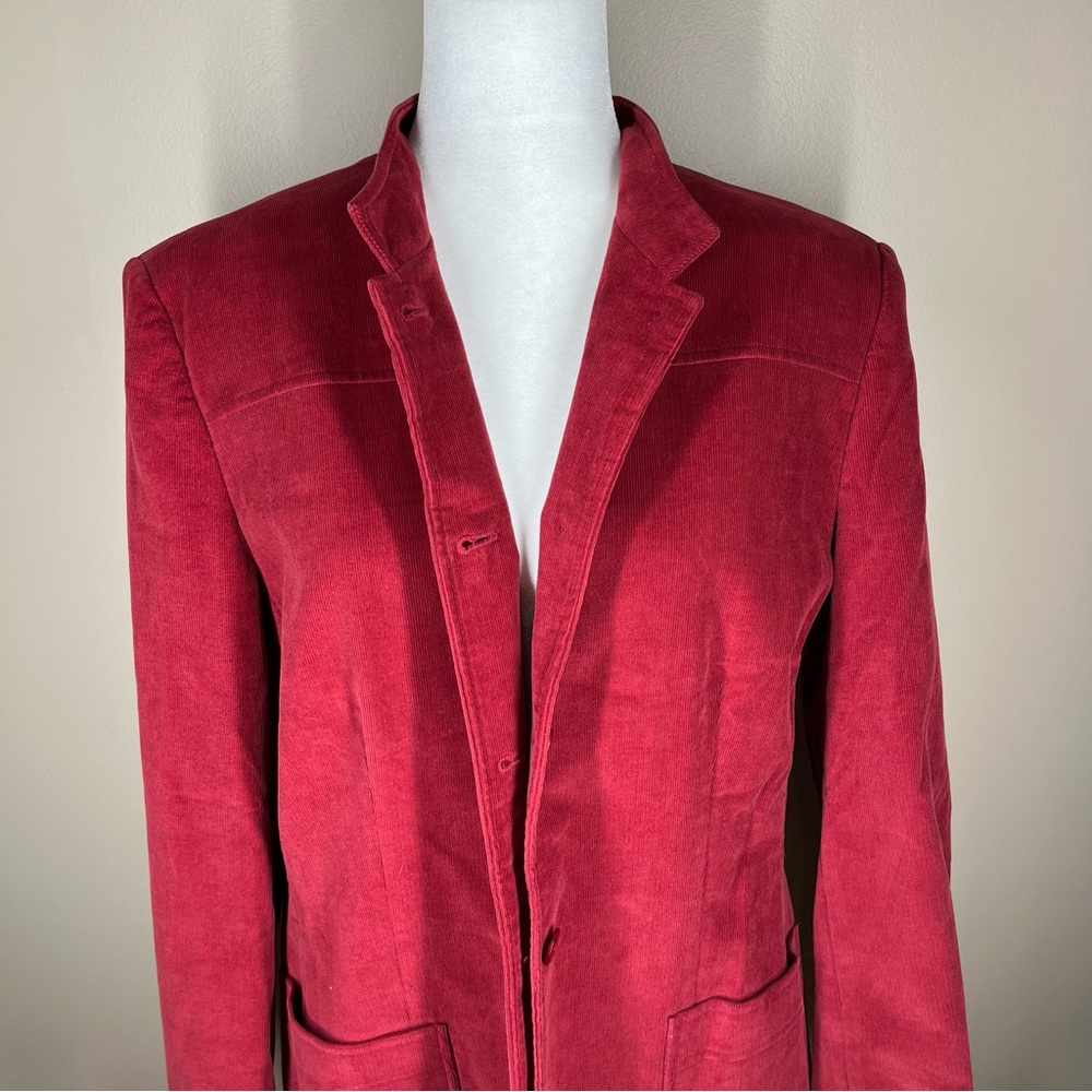 Talbots Women’s Lined Red Corduroy Jacket/Blazer 97% Cotton Size 16